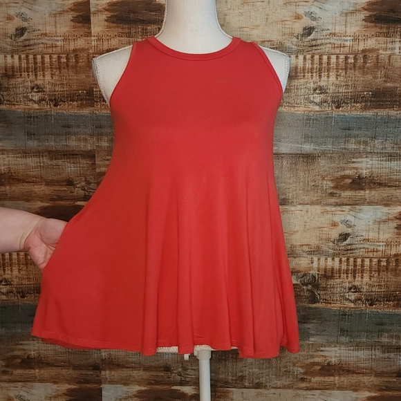 Pomelo Tops - Pomelo red flare stretch tunic tank top pockets flowy XS